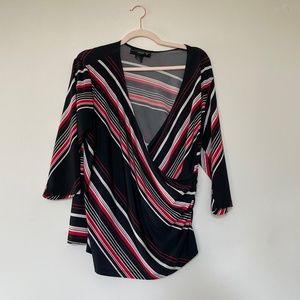 Slinky red/white/black wrap top